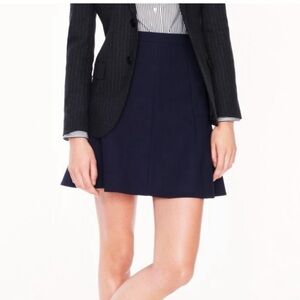 J. Crew • Fluted Skirt in Double Crepe in Navy Blue